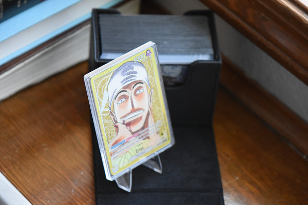 Enel Alt Art PCG 10 in a Slim Player Slab next to a black deckbox - angle view.