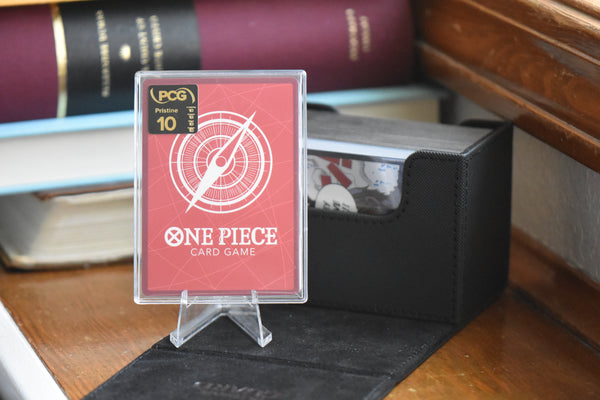 Foxy Parallel PCG 10 Flawless in a Slim Player Slab next to a black deckbox - back view.