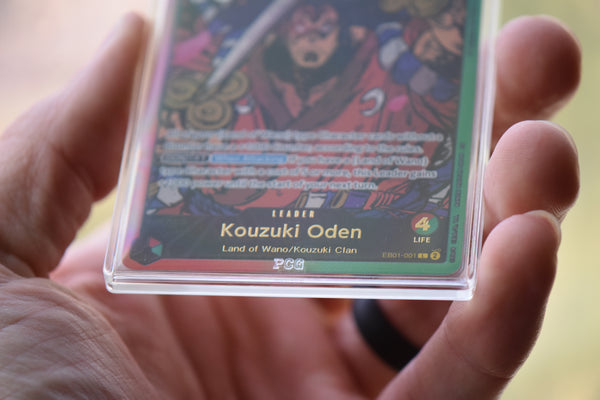 Bottom angle view of a Kouzuki Oden (SP) PCG 9.5 Gem Mint Slim Player Slab.