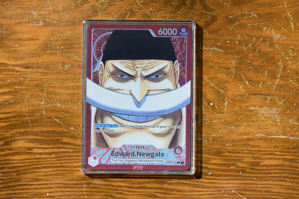 OP02 Edward Newgate Alt Art Leader encased in a PCG Slim Player Slab.