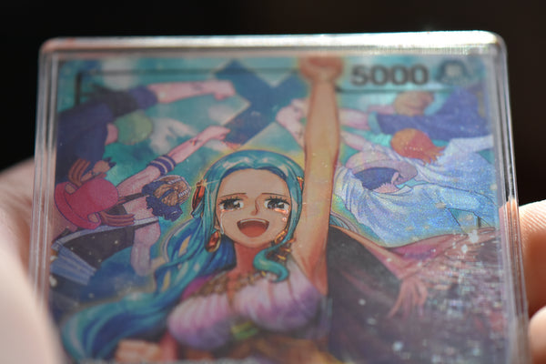 Angled shot of a Vivi Alt Art Leader encased in a PCG Slim Player Slab.