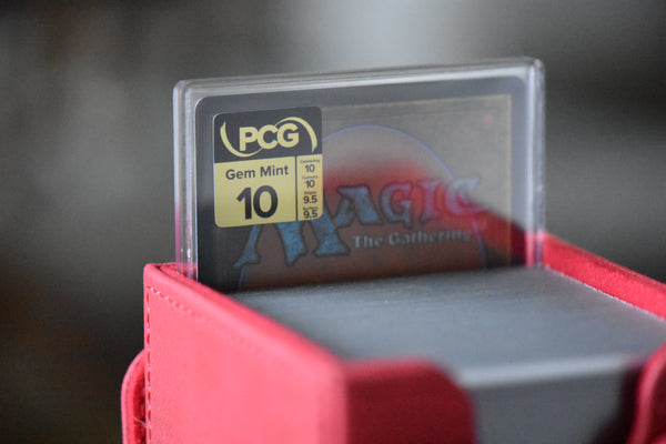 Alesha Mana Foil PCG 10 Gem Mint in a Slim Player Slab and red deckbox - back view