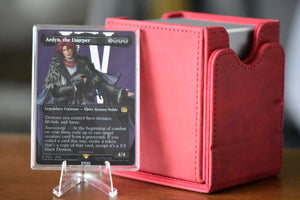 Ardyn the Usurper Surge Foil PCG 9.5 in a Slim Player Slab and red deckbox - front view