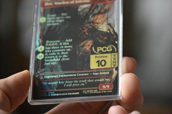 Clive Ifrit's Dominant PCG 10 Pristine in a Slim Player Slab - closeup angle