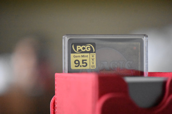 Fire Lord Azula PCG 9.5 Gem Mint in a Slim Player Slab in a red deckbox - back view