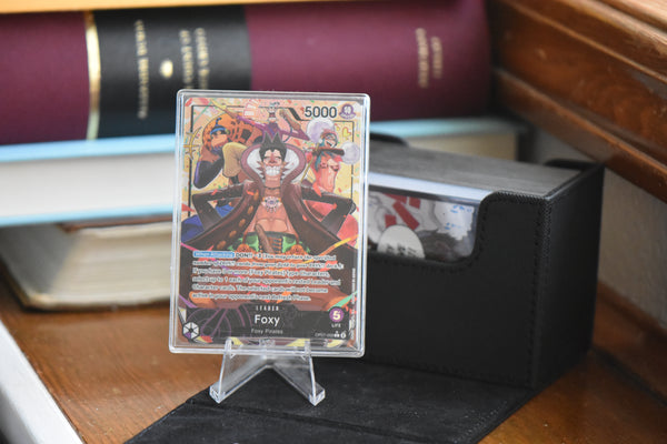 Foxy Parallel PCG 10 Flawless in a Slim Player Slab next to a black deckbox - front view.