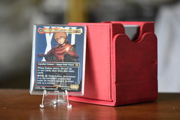 Joshua Phoenix PCG 10 Flawless in a Slim Player Slab next to red deckbox - front view