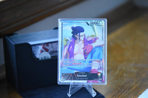 Front of a Smoker Alt Art Leader PCG 10 Flawless in a Slim Player Slab. 