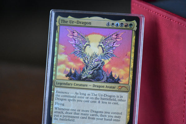 The Ur Dragon Rainbow Foil PCG 9 Mint in a Slim Player Slab - closeup